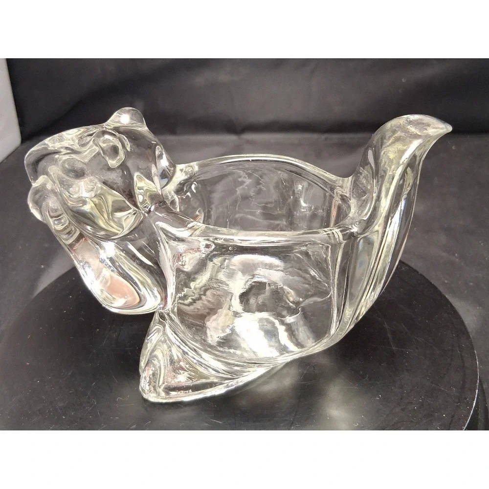 Avon Vintage Clear Glass Squirrel Votive Candle Holder Trinket Dish Figurine